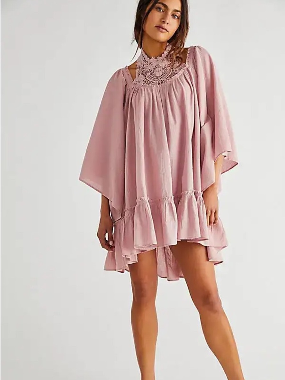 NWT Free People Giving Us Sass Tunic Dress Mauve Pink Small